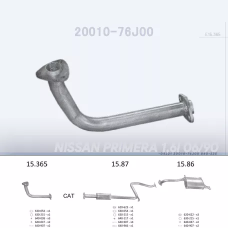EDEX 15.365 - Kipufogó gyűjtő cső NISSAN PRIMERA 1.6 (1990-1996)