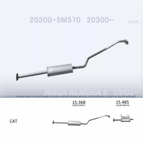 EDEX 15.368 - Kipufogó közép dob NISSAN ALMERA 1.5 D, 2.2 D (2000-2006)
