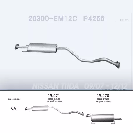 EDEX 15.371 - Kipufogó közép dob NISSAN ALMERA 1.5 (2000-2006)