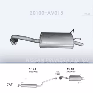   EDEX 15.40 - Kipufogó hátsó dob NISSAN PRIMERA 2.0 (2002-2007)