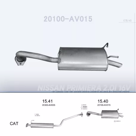 EDEX 15.40 - Kipufogó hátsó dob NISSAN PRIMERA 2.0 (2002-2007)