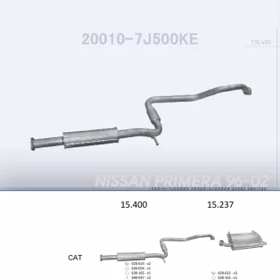   EDEX 15.400 - Kipufogó közép dob NISSAN PRIMERA 2.0 (1990-2007)