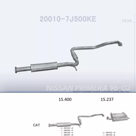 EDEX 15.400 - Kipufogó közép dob NISSAN PRIMERA 2.0 (1990-2007)