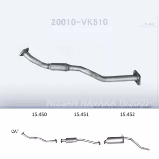   EDEX 15.450 - Kipufogó gyűjtő cső NISSAN NAVARA 2.5 D (1998-2001)