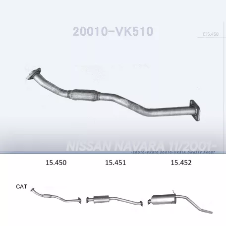 EDEX 15.450 - Kipufogó gyűjtő cső NISSAN NAVARA 2.5 D (1998-2001)