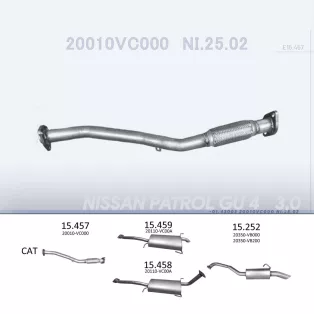   EDEX 15.457 - Kipufogó kipufogó cső NISSAN PATROL 3.0 D (1999-)