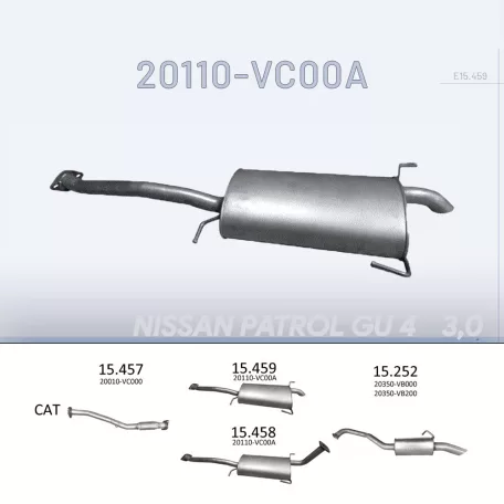 EDEX 15.459 - Kipufogó közép dob NISSAN PATROL 3.0 D (1999-2011)