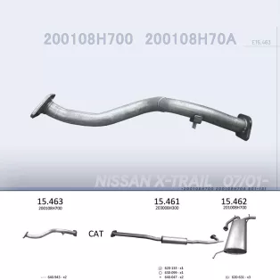   EDEX 15.463 - Kipufogó gyűjtő cső NISSAN X-TRAIL 2.0, 2.5 (2001-2008)