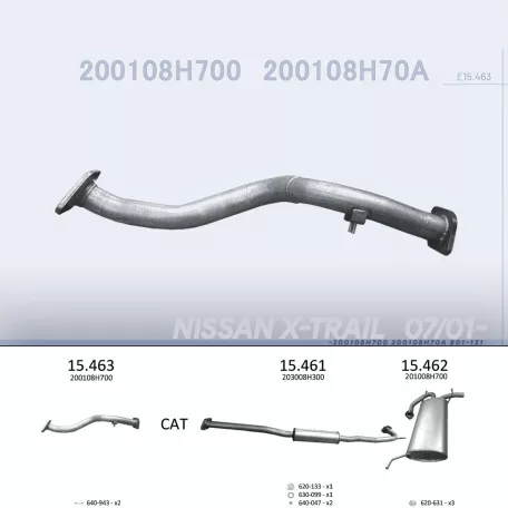 EDEX 15.463 - Kipufogó gyűjtő cső NISSAN X-TRAIL 2.0, 2.5 (2001-2008)