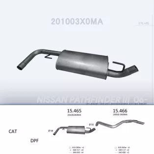   EDEX 15.465 - Kipufogó közép dob NISSAN PATHFINDER 2.5 D (2006-2010)