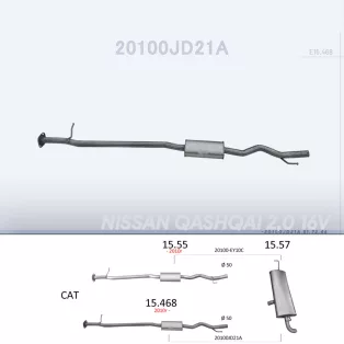   EDEX 15.468 - Kipufogó közép dob NISSAN QASHQAI 2.0 (2006-2011)
