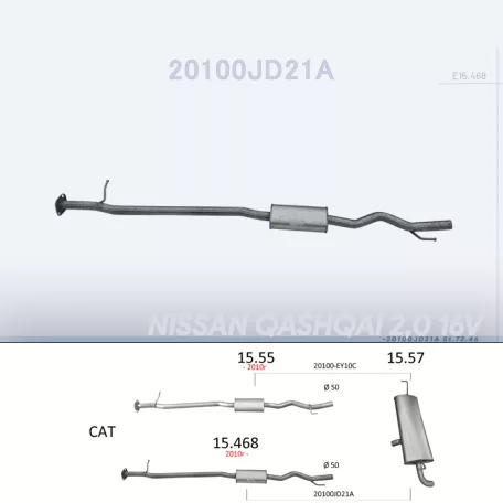 EDEX 15.468 - Kipufogó közép dob NISSAN QASHQAI 2.0 (2006-2011)
