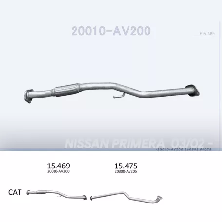 EDEX 15.469 - Kipufogó kipufogó cső NISSAN PRIMERA 2.2 D (2002-2007)