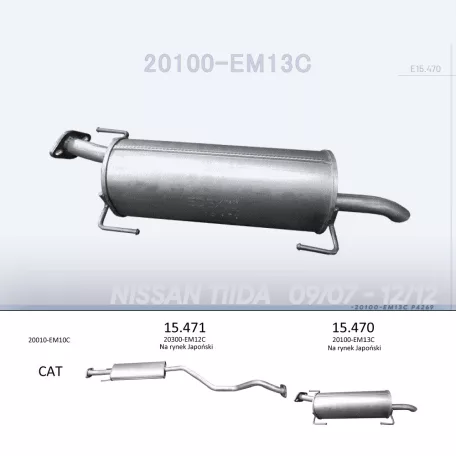 EDEX 15.470 - Kipufogó hátsó dob NISSAN TIIDA 1.6 (2007-2012)