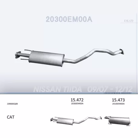 EDEX 15.471 - Kipufogó közép dob NISSAN TIIDA 1.6 (2007-2012)