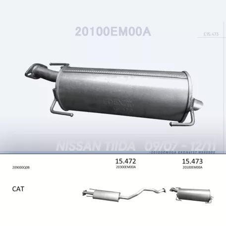 EDEX 15.473 - Kipufogó hátsó dob NISSAN TIIDA 1.5 D (2007-2011)