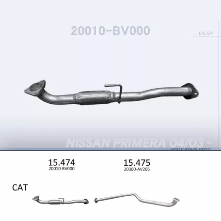 EDEX 15.474 - Kipufogó kipufogó cső NISSAN PRIMERA 1.9 D (2003-2007)