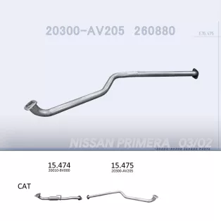   EDEX 15.475 - Kipufogó kipufogó cső NISSAN PRIMERA 1.9 D, 2.2 D (2002-2007)