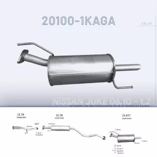   EDEX 15.477 - Kipufogó hátsó dob NISSAN JUKE 1.2, 1.6 (2010-2019)