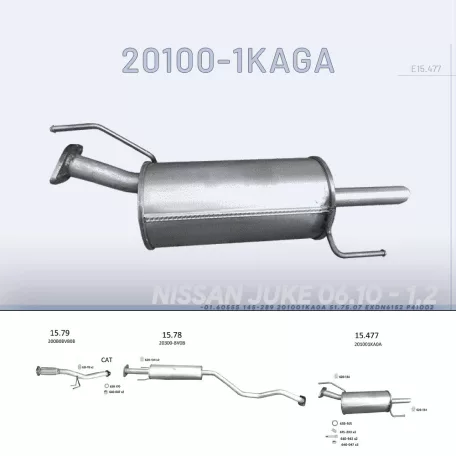 EDEX 15.477 - Kipufogó hátsó dob NISSAN JUKE 1.2, 1.6 (2010-2019)