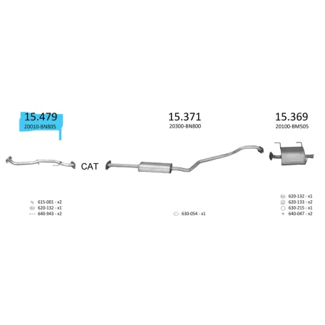 EDEX 15.479 - Kipufogó első cső NISSAN ALMERA 1.5, 1.8 (2002-2006)
