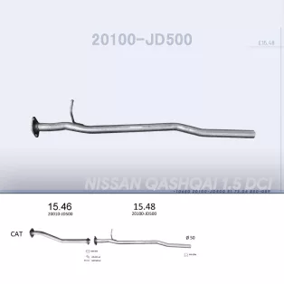   EDEX 15.48 - Kipufogó kipufogó cső NISSAN QASHQAI 1.5 D (2006-2009)