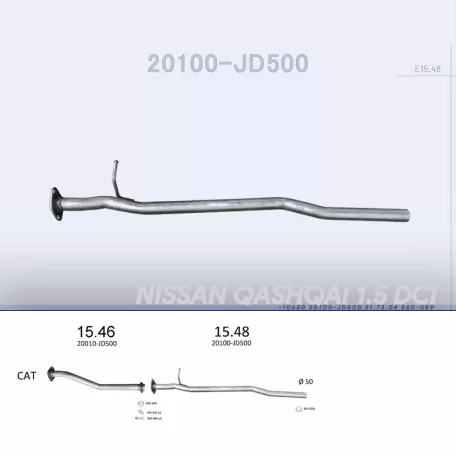 EDEX 15.48 - Kipufogó kipufogó cső NISSAN QASHQAI 1.5 D (2006-2009)