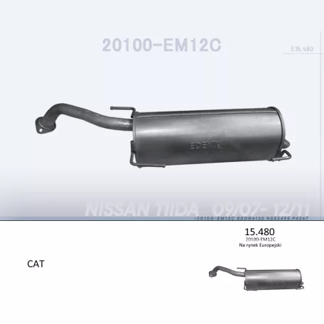 EDEX 15.480 - Kipufogó hátsó dob NISSAN TIIDA 1.6 (2007-2011)