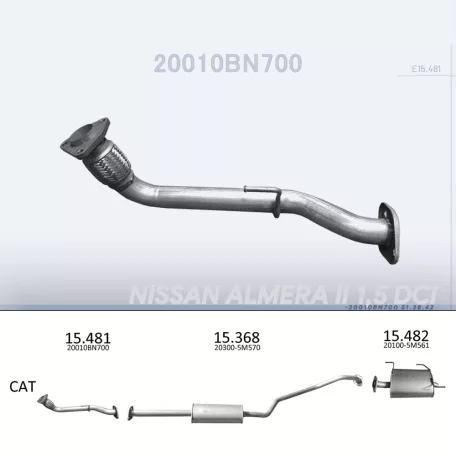 EDEX 15.481 - Kipufogó kipufogó cső NISSAN ALMERA 1.5 D (2003-2006)