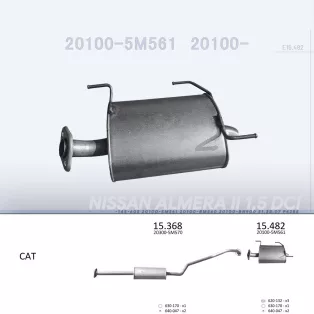   EDEX 15.482 - Kipufogó hátsó dob NISSAN ALMERA 1.5 D, 2.2 D (2000-2006)