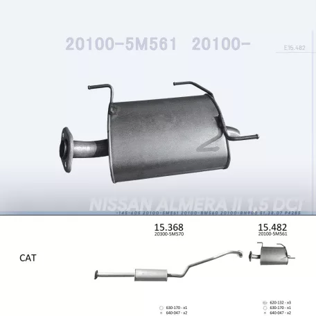 EDEX 15.482 - Kipufogó hátsó dob NISSAN ALMERA 1.5 D, 2.2 D (2000-2006)