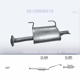  EDEX 15.485 - Kipufogó hátsó dob NISSAN ALMERA 1.5 D, 2.2 D (2000-2006)