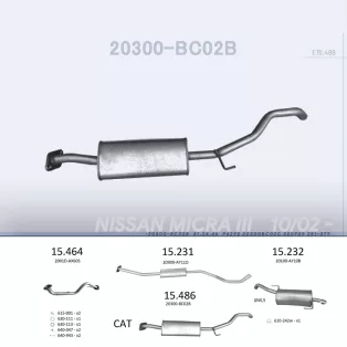   EDEX 15.486 - Kipufogó közép dob NISSAN MICRA 1.2, 1.4 (2005-2010)