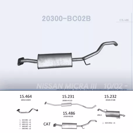 EDEX 15.486 - Kipufogó közép dob NISSAN MICRA 1.2, 1.4 (2005-2010)
