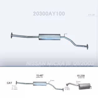   EDEX 15.487 - Kipufogó közép dob NISSAN MICRA III 1.0, 1.2, 1.4 (2003-2010)