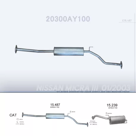 EDEX 15.487 - Kipufogó közép dob NISSAN MICRA III 1.0, 1.2, 1.4 (2003-2010)