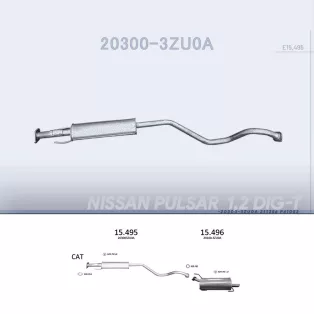  EDEX 15.495 - Kipufogó közép dob NISSAN PULSAR 1.2 (2014-)
