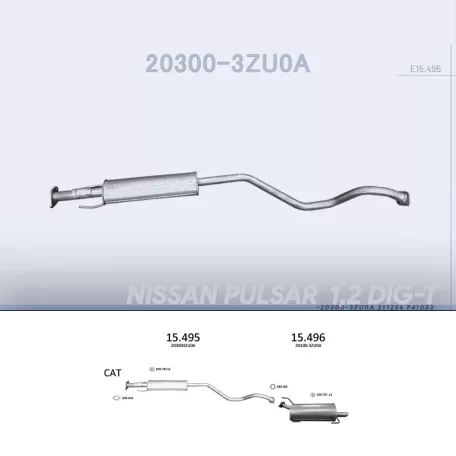 EDEX 15.495 - Kipufogó közép dob NISSAN PULSAR 1.2 (2014-)