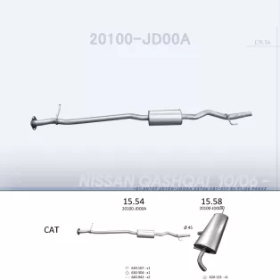   EDEX 15.54 - Kipufogó közép dob NISSAN QASHQAI 1.6 (2007-2014)