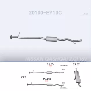   EDEX 15.55 - Kipufogó közép dob NISSAN QASHQAI 2.0 (2006-2011)