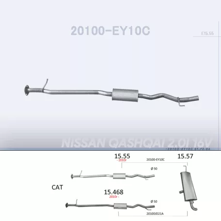 EDEX 15.55 - Kipufogó közép dob NISSAN QASHQAI 2.0 (2006-2011)