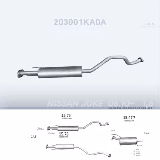   EDEX 15.75 - Kipufogó közép dob NISSAN JUKE 1.6 (2010-2019)