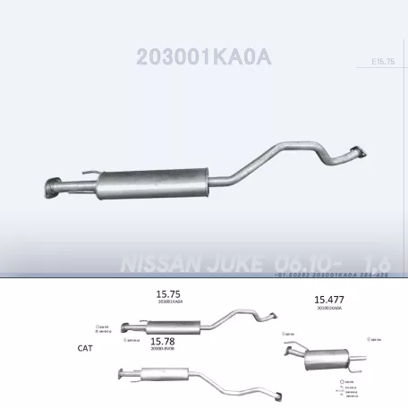 EDEX 15.75 - Kipufogó közép dob NISSAN JUKE 1.6 (2010-2019)