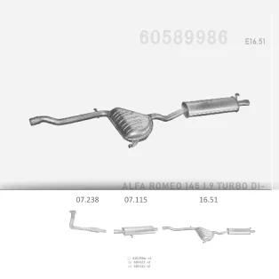   EDEX 16.51 - Kipufogó rendszer ALFA ROMEO 145 1.9 D (1994-1996)