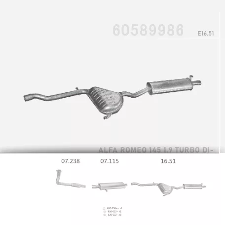 EDEX 16.51 - Kipufogó rendszer ALFA ROMEO 145 1.9 D (1994-1996)
