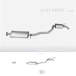   EDEX 16.85 - Kipufogó közép dob ALFA ROMEO 147 1.6, 2.0 (2000-2010)