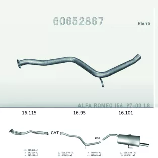   EDEX 16.95 - Kipufogó kipufogó cső ALFA ROMEO 156 1.6, 1.8, 2.0 (1997-2000)