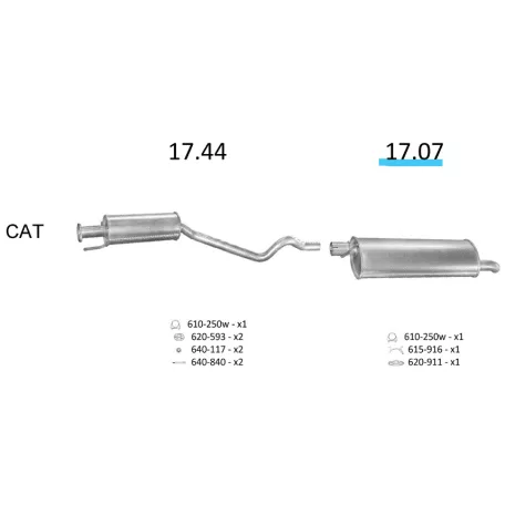 EDEX 17.07 - Opel Astra F / Kadett E kipufogó hátsó dob