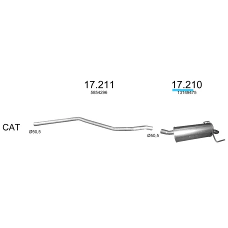 EDEX 17.210 - Kipufogó hátsó dob OPEL ASTRA H 1.3 D, 1.7 D (2004-2014)
