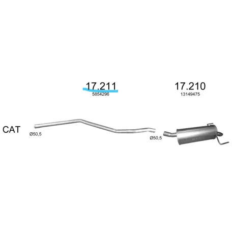 EDEX 17.211 - Opel Astra H 1.3/1.7 D kipufogó cső
